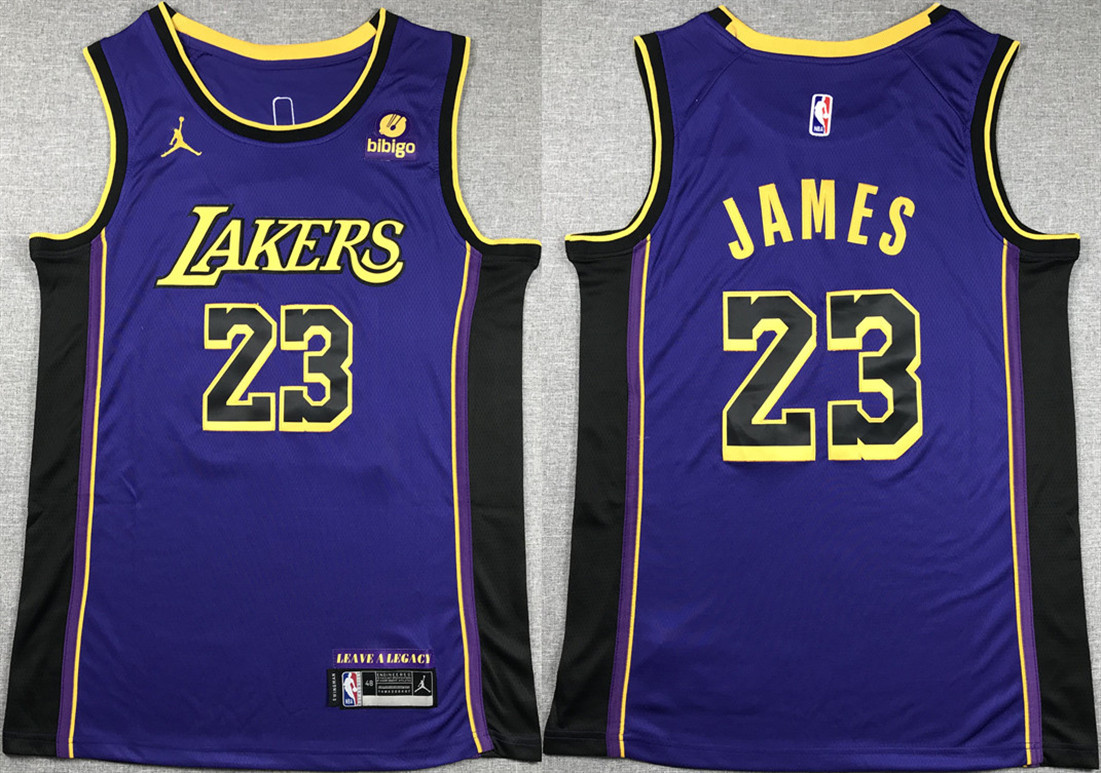 Personalized Men’s Los Angeles Lakers #23 LeBron James Purple Stitched Basketball Jersey