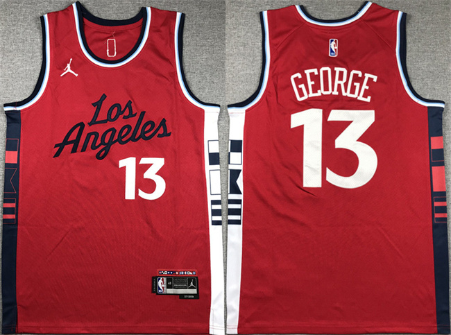 Personalized Men’s Los Angeles Clippers #13 Paul George Red Stitched Jersey
