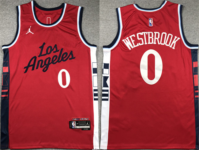 Personalized Men’s Los Angeles Clippers #0 Russell Westbrook Red Stitched Jersey