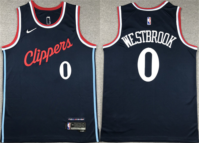 Personalized Men’s Los Angeles Clippers #0 Russell Westbrook Navy Stitched Jersey