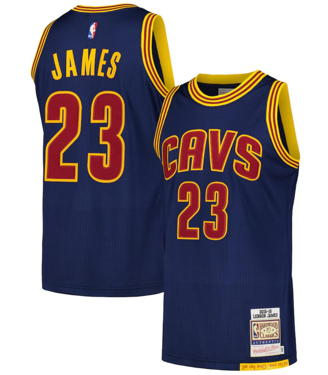 Personalized Men’s Cleveland Cavaliers #23 LeBron James Navy 2015-26 Throwback Stitched Jersey