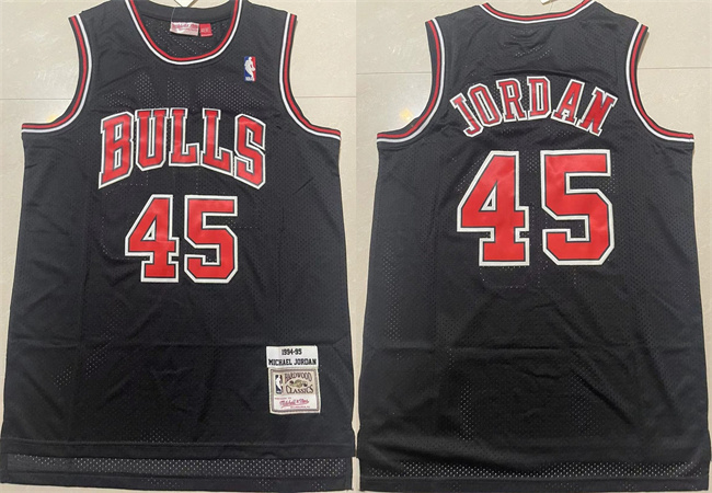 Personalized Men’s Chicago Bulls #45 Michael Jordan Black 1994-95 Throwback Stitched Basketball Jersey