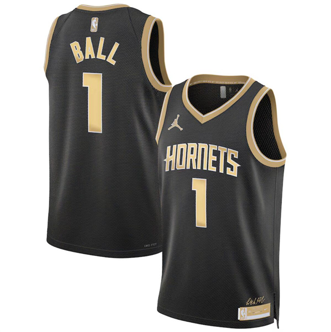 Personalized Men’s Charlotte Hornets #1 LaMelo Ball Black 2024 Select Series Stitched Basketball Jersey