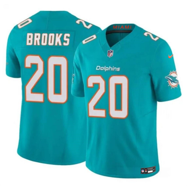 Personalized Youth Miami Dolphins #20 Jordyn Brooks Aqua 2024 F.U.S.E Limited Stitched Jersey