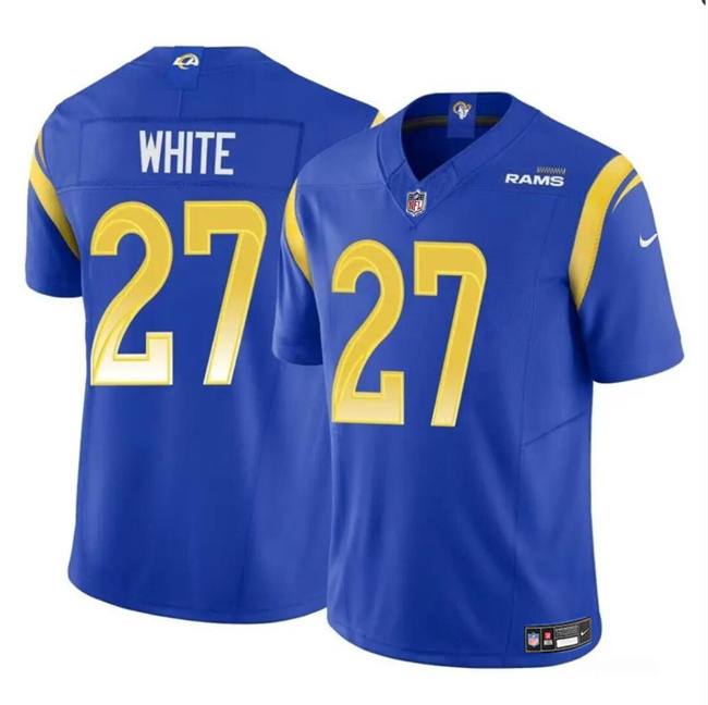 Personalized Youth Los Angeles Rams #27 Tre’Davious White Blue 2024 F.U.S.E. Untouchable Stitched Football Jersey