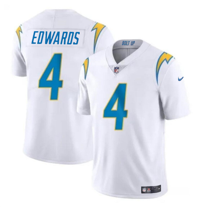Personalized Youth Los Angeles Chargers #4 Gus Edwards White Untouchable Limited Stitched Jersey