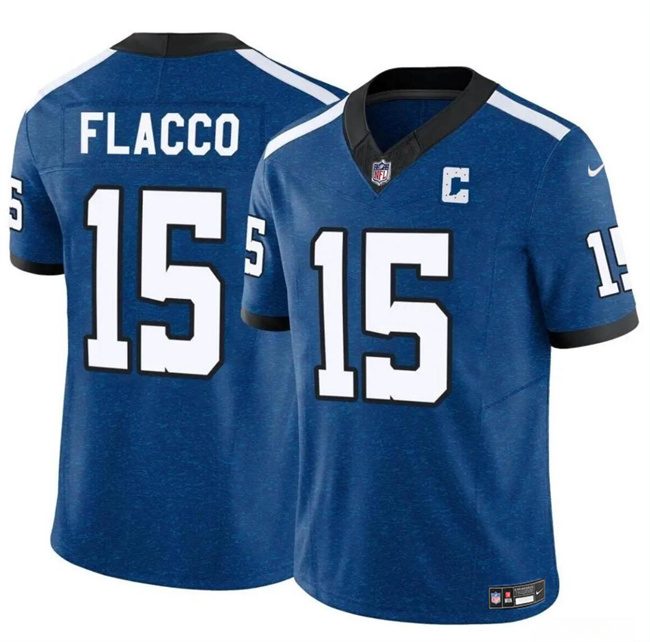 Personalized Youth Indianapolis Colts #15 Joe Flacco Blue 2024 F.U.S.E Throwback Untouchable Limited Stitched Football Jersey