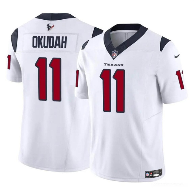 Personalized Youth Houston Texans #11 Jeff Okudah White 2024 F.U.S.E Untouchable Limited Stitched Football Jersey