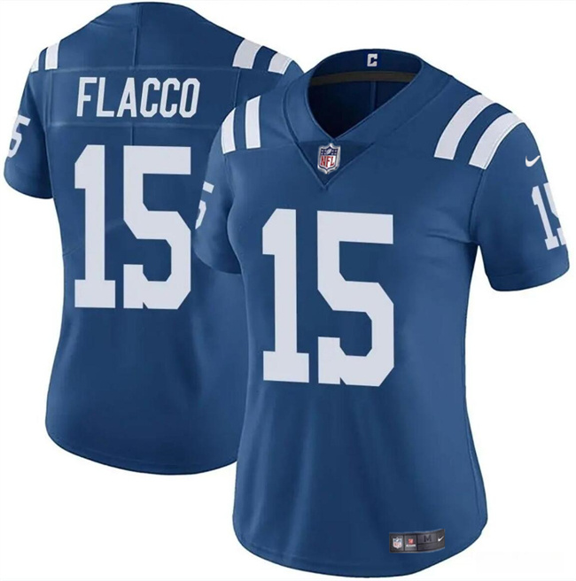 Personalized Women’s Indianapolis Colts #15 Joe Flacco Blue Stitched Jersey(Run Small)