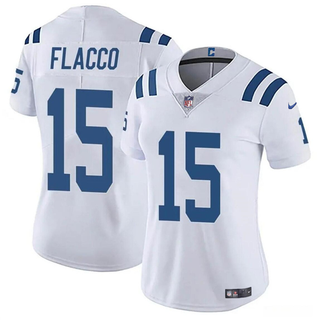 Personalized Women’s Indianapolis Colts #15 Joe Flacco White Stitched Jersey(Run Small)