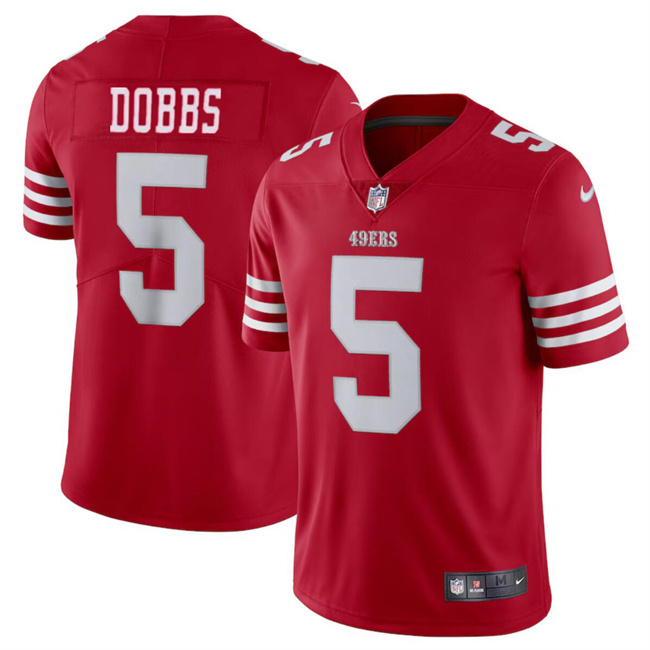 Personalized Men’s San Francisco 49ers #5 Josh Dobbs Red Untouchable Limited Stitched Football Jersey