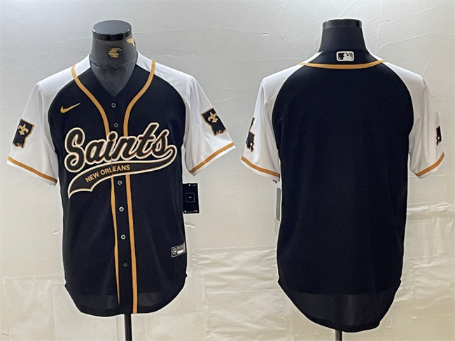Personalized Men’s New Orleans Saints Blank Black White 1987 Legacy Cool Base Stitched Baseball Jersey