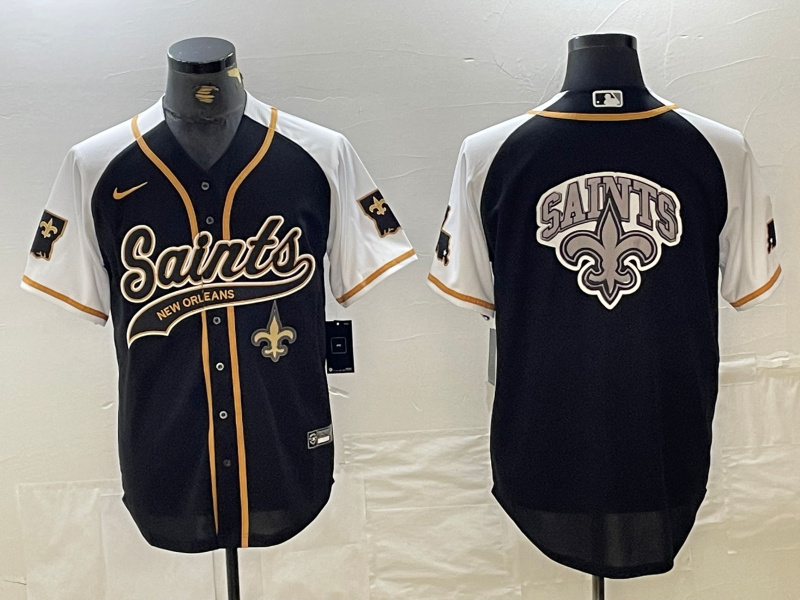 Personalized Men’s New Orleans Saints Team Big Logo Black White 1987 Legacy Cool Base Stitched Baseball Jerseys