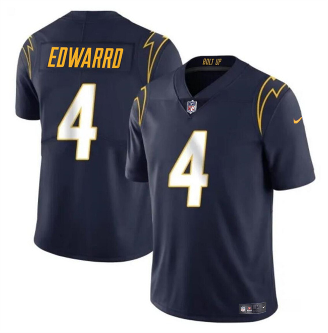 Personalized Men’s Los Angeles Chargers #4 Gus Edwards Navy Limited Stitched Football Jersey