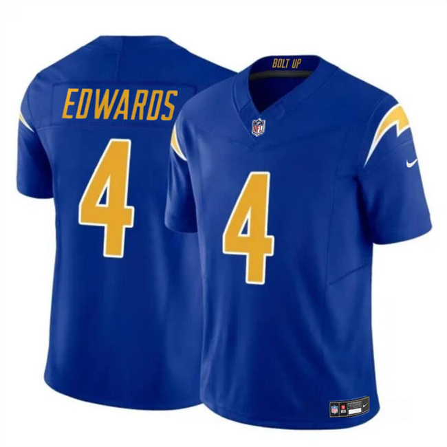 Personalized Men’s Los Angeles Chargers #4 Gus Edwards Royal 2024 F.U.S.E. Limited Stitched Football Jersey