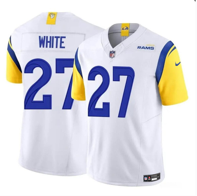 Personalized Men’s Los Angeles Rams #27 Tre’Davious White White 2024 F.U.S.E. Untouchable Stitched Football Jersey