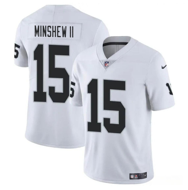 Personalized Men’s Las Vegas Raiders #15 Gardner Minshew II White Stitched Football Jersey