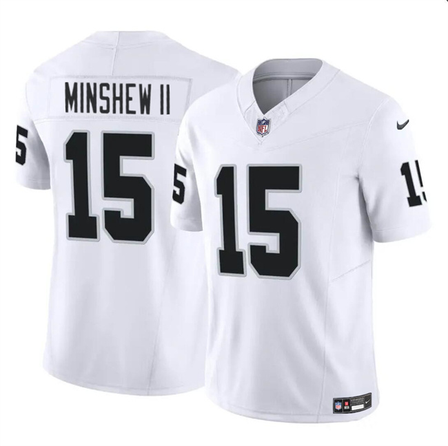 Personalized Men’s Las Vegas Raiders #15 Gardner Minshew II White 2024 F.U.S.E Stitched Football Jersey