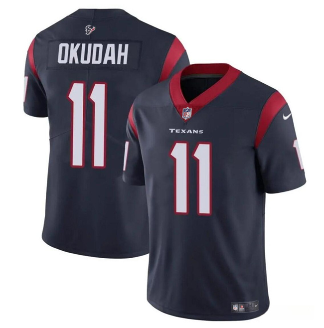 Personalized Men’s Houston Texans #11 Jeff Okudah Navy Untouchable Stitched Football Jersey