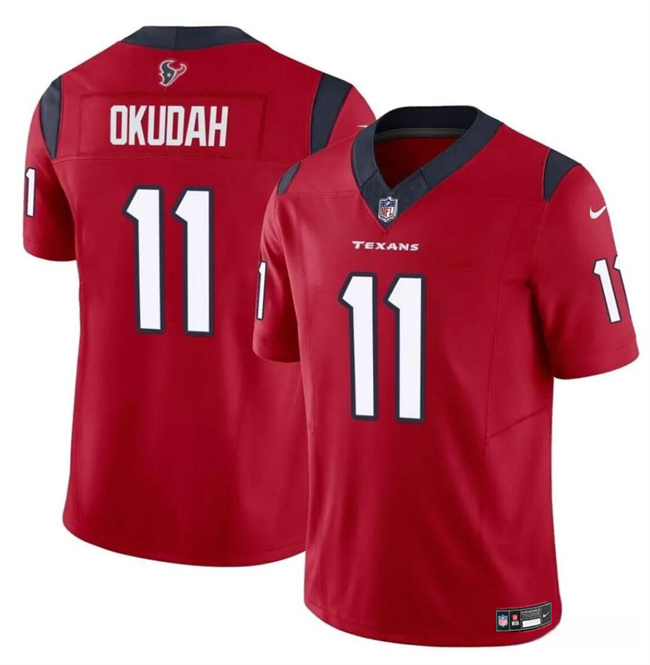 Personalized Men’s Houston Texans #11 Jeff Okudah Red 2024 F.U.S.E Untouchable Stitched Football Jersey