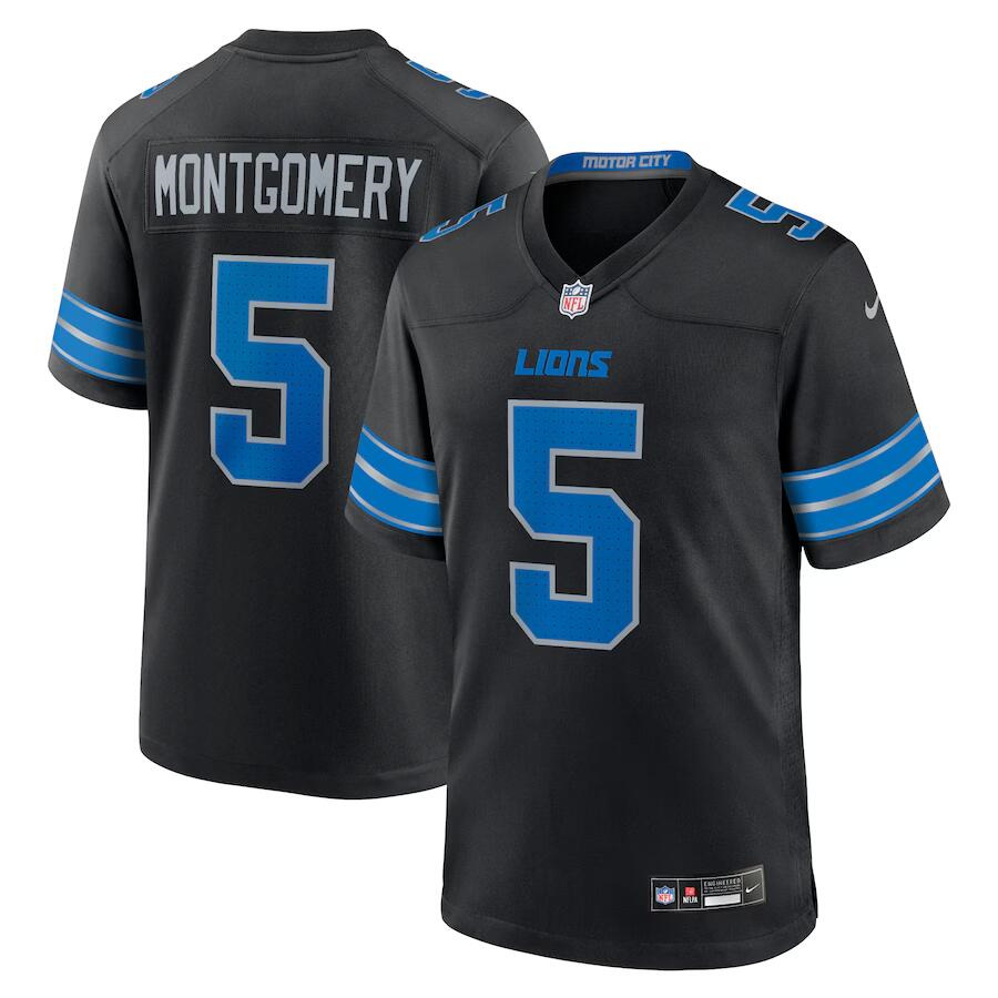 Personalized Men’s Detroit Lions #5 David Montgomery Black 2nd Alternate Stitched Game Jersey