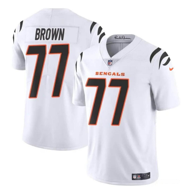 Personalized Men’s Cincinnati Bengals #77 Trent Brown White Untouchable Limited Stitched Jersey