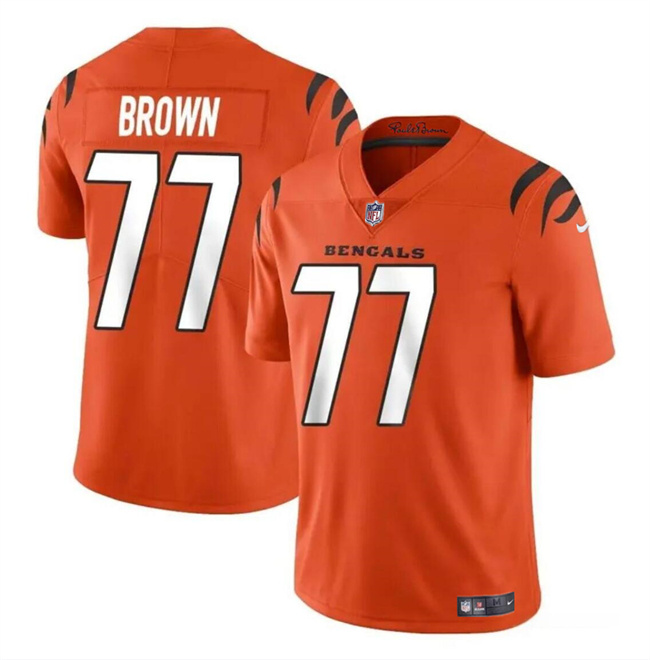 Personalized Men’s Cincinnati Bengals #77 Trent Brown Orange Untouchable Limited Stitched Jersey
