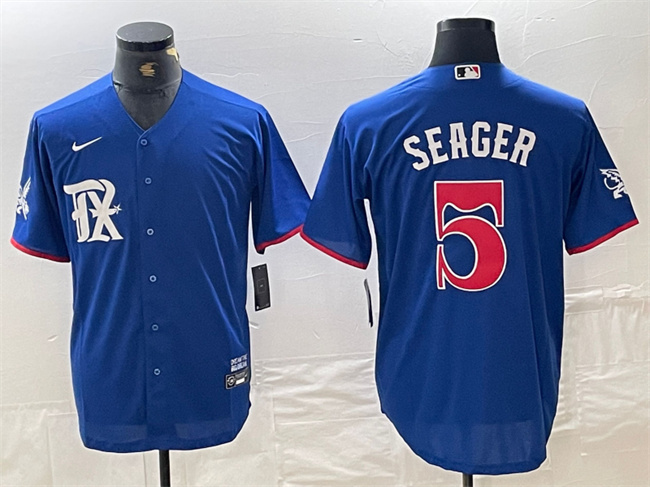 Personalized Men’s Texas Rangers #5 Corey Seager Royal City Connect Stitched Baseball Jersey