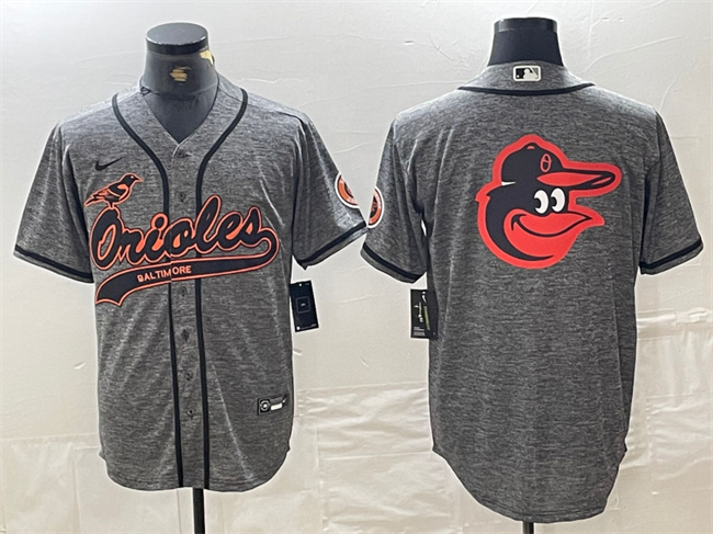 Personalized Men’s Baltimore Orioles Gray Team Big Logo Cool Base Stitched Jersey