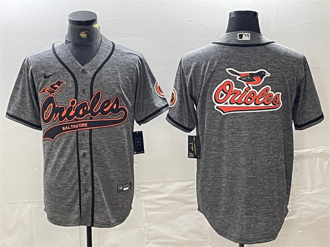 Personalized Men’s Baltimore Orioles Gray Team Big Logo Cool Base Stitched Jerseys