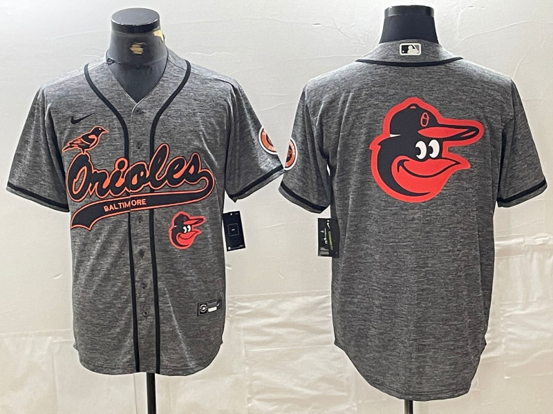 Personalized Men’s Baltimore Orioles Gray Team Big Logo Cool Base Stitched Jerseys