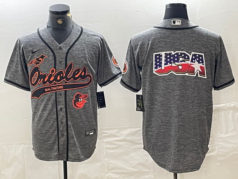 Personalized Men’s Baltimore Orioles Gray Team Big Logo Cool Base Stitched Jerseys