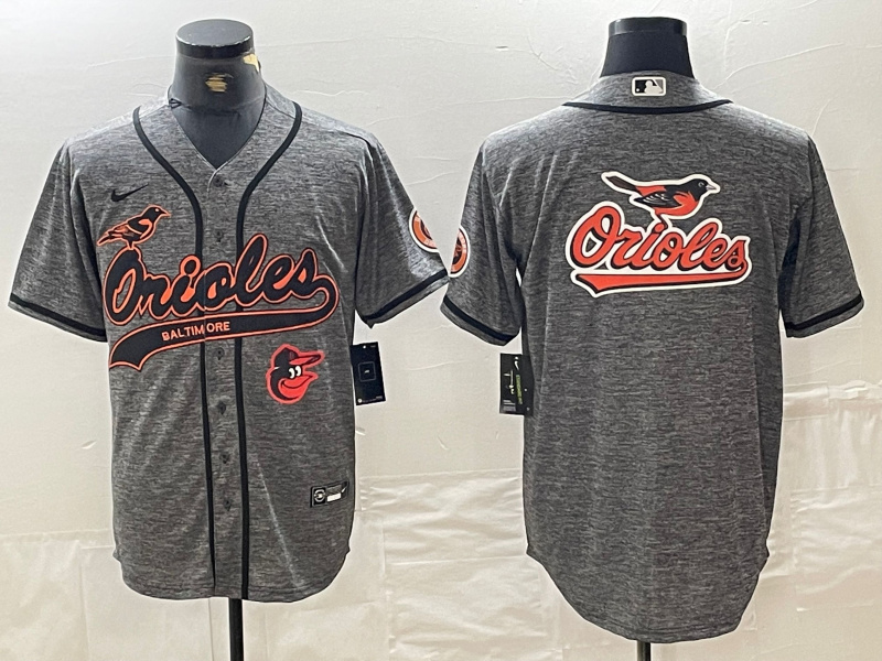 Personalized Men’s Baltimore Orioles Gray Team Big Logo Cool Base Stitched Jerseys
