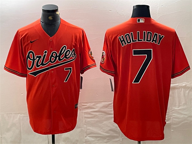 Personalized Men’s Baltimore Orioles #7 Jackson Holliday Orange With Patch Cool Base Stitched Baseball Jersey