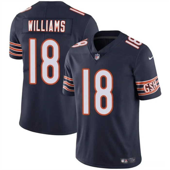 Personalized Youth Chicago Bears #18 Caleb Williams Navy 2024 Draft Stitched Football Jersey
