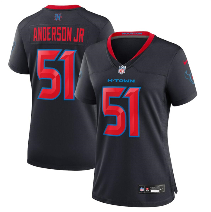 Personalized Women’s Houston Texans #51 Will Anderson Jr. Navy 2024 2nd Alternate Stitched Jerseys