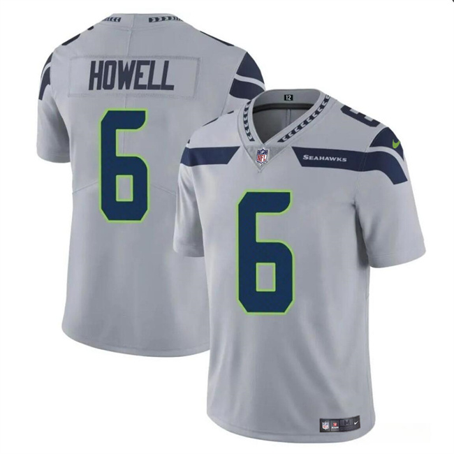 Personalized Men’s Seattle Seahawks #6 Sam Howell Grey Limited Stitched Football Jersey