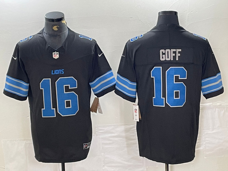 Personalized Men’s Detroit Lions #16 Jared Goff black 2024 F.U.S.E. Limited Stitched Jersey