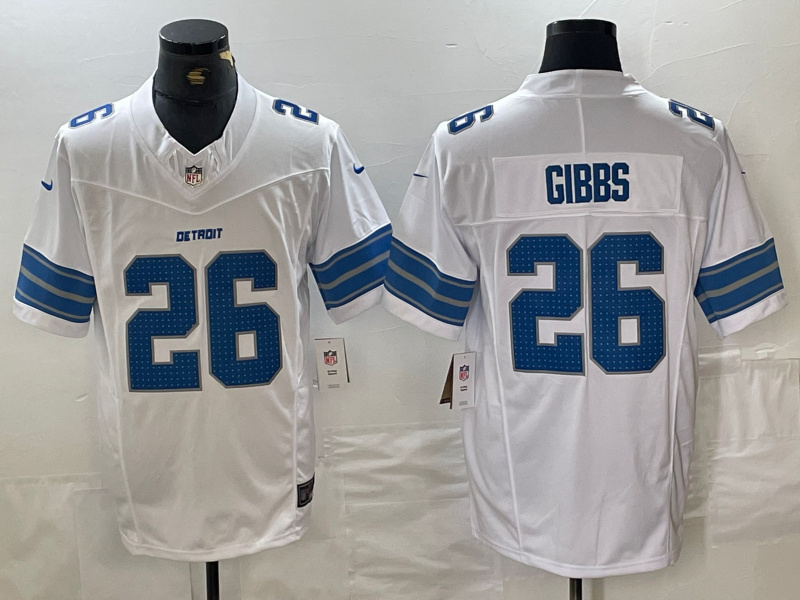Personalized Men’s Detroit Lions #26 Jahmyr Gibbs White 2024 F.U.S.E. Limited Stitched Jersey