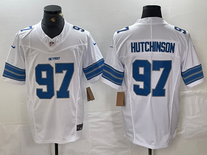Personalized Men’s Detroit Lions #97 Aidan Hutchinson White 2024 F.U.S.E. Limited Stitched Jersey