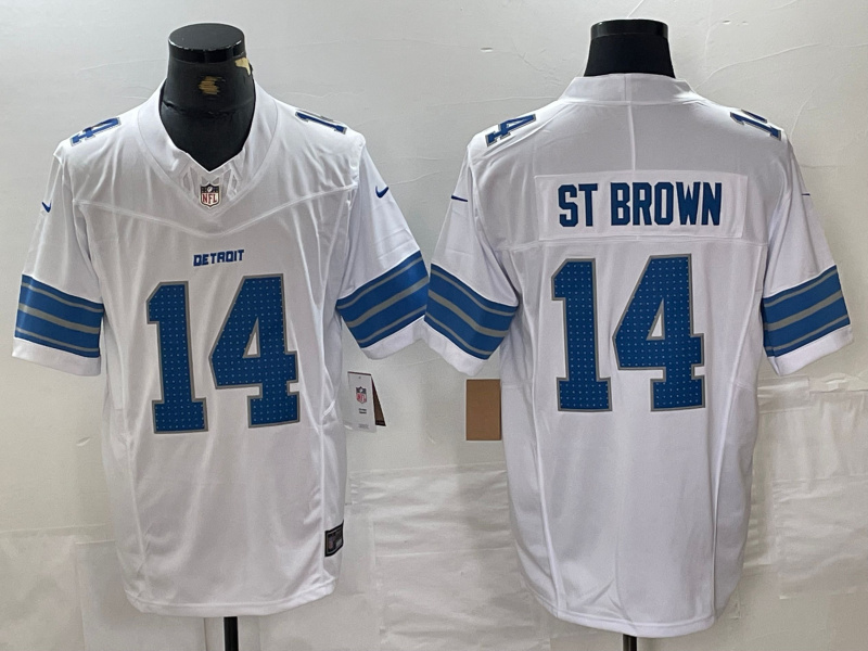 Personalized Men’s Detroit Lions #14 Amon-Ra St. Brown White 2024 F.U.S.E. Limited Stitched Jersey