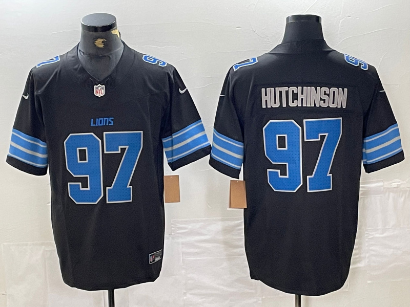 Personalized Men’s Detroit Lions #97 Aidan Hutchinson Black 2024 F.U.S.E. 2nd Alternate Limited Stitched Jersey