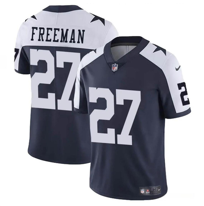 Personalized Men’s Dallas Cowboys #27 Royce Freeman Navy White Thnaksgiving Untouchable Limited Stitched Football Jersey
