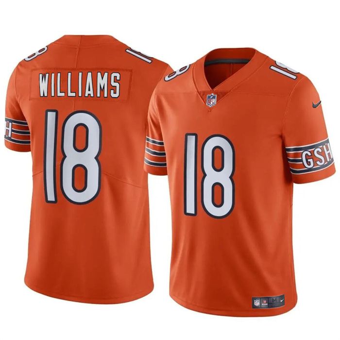 Personalized Men’s Chicago Bears #18 Caleb Williams Orange 2024 Draft F.U.S.E. Stitched Football Jersey