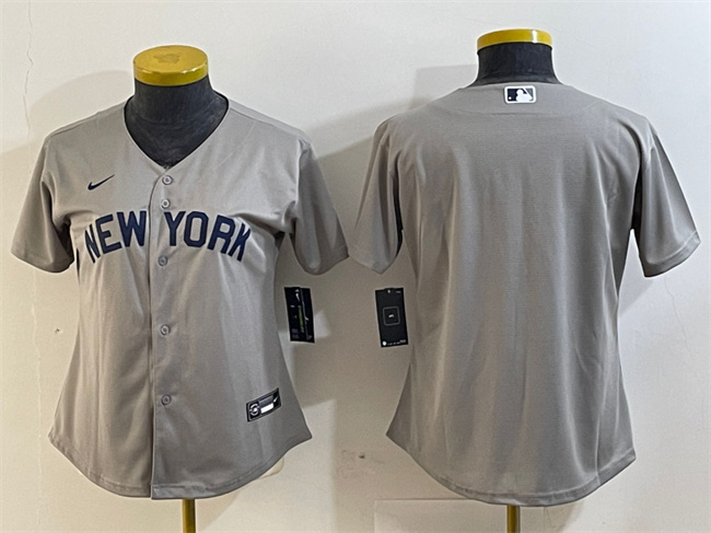 Personalized Women’s New York Yankees Blank Grey Cool Base Stitched Jersey(Run Small)