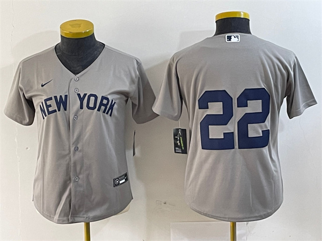 Personalized Women’s New York Yankees #22 Juan Soto Grey Cool Base Stitched Jersey(Run Small)