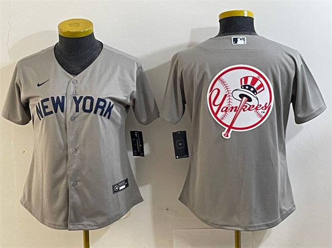 Personalized Women’s New York Yankees Gray Team Big Logo Cool Base Stitched Jersey(Run Small)