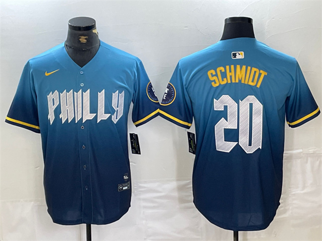 Personalized Men’s Philadelphia Phillies #20 Mike Schmidt Blue 2024 City Connect Limited Stitched Jersey