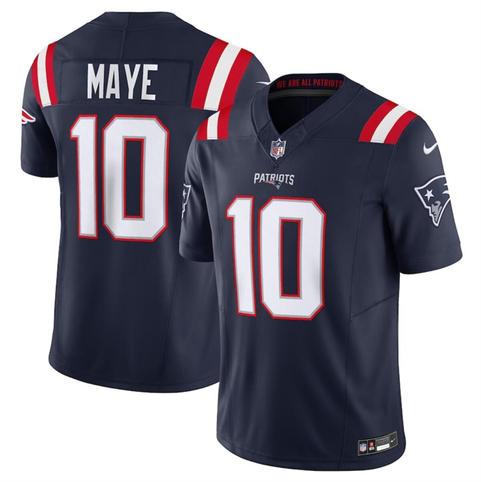 Personalized Youth New England Patriots #10 Drake Maye Navy 2024 Draft F.U.S.E Limited Stitched Football Jersey