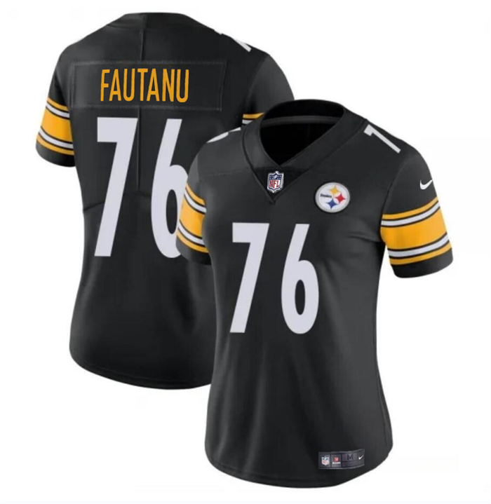 Personalized Women’s Pittsburgh Steelers #76 Troy Fautanu 2024 Draft Black Stitched Football Jersey(Run Small)